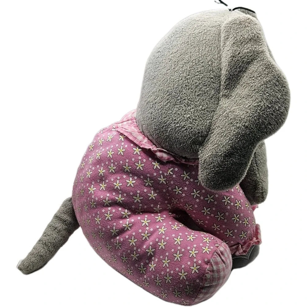 HTF Cracker Barrel Pink Gray Elephant Cherished Beginnings Plush‎ Removable Pjs